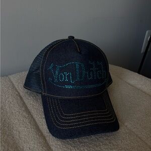 Von Dutch Dark Denim Cap with Teal Logo